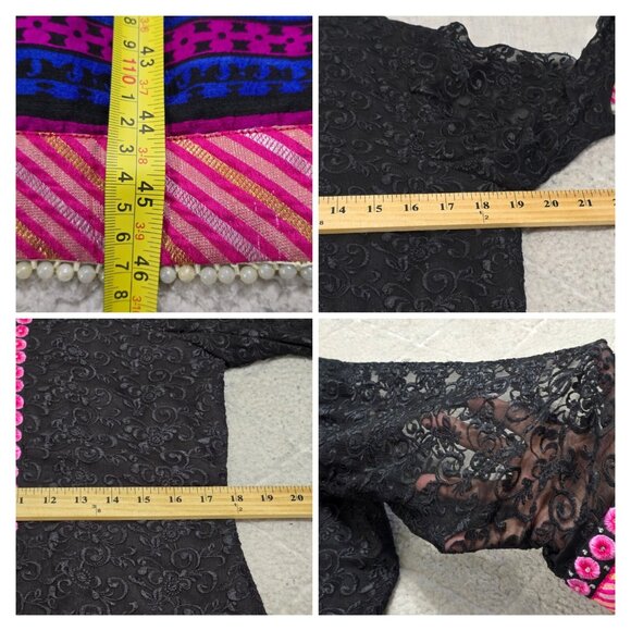 Yasmeen Arif Women's Embroidered Sequins Beaded Lace Sleeve Indian Kurta Dress - Picture 12 of 13